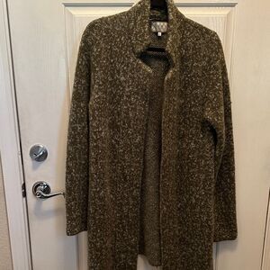 Mia Mai Cozy Olive Green Knit Long Cardigan, Made in Italy.  Wool Blend.